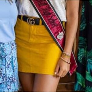 Denim mustard yellow skirt